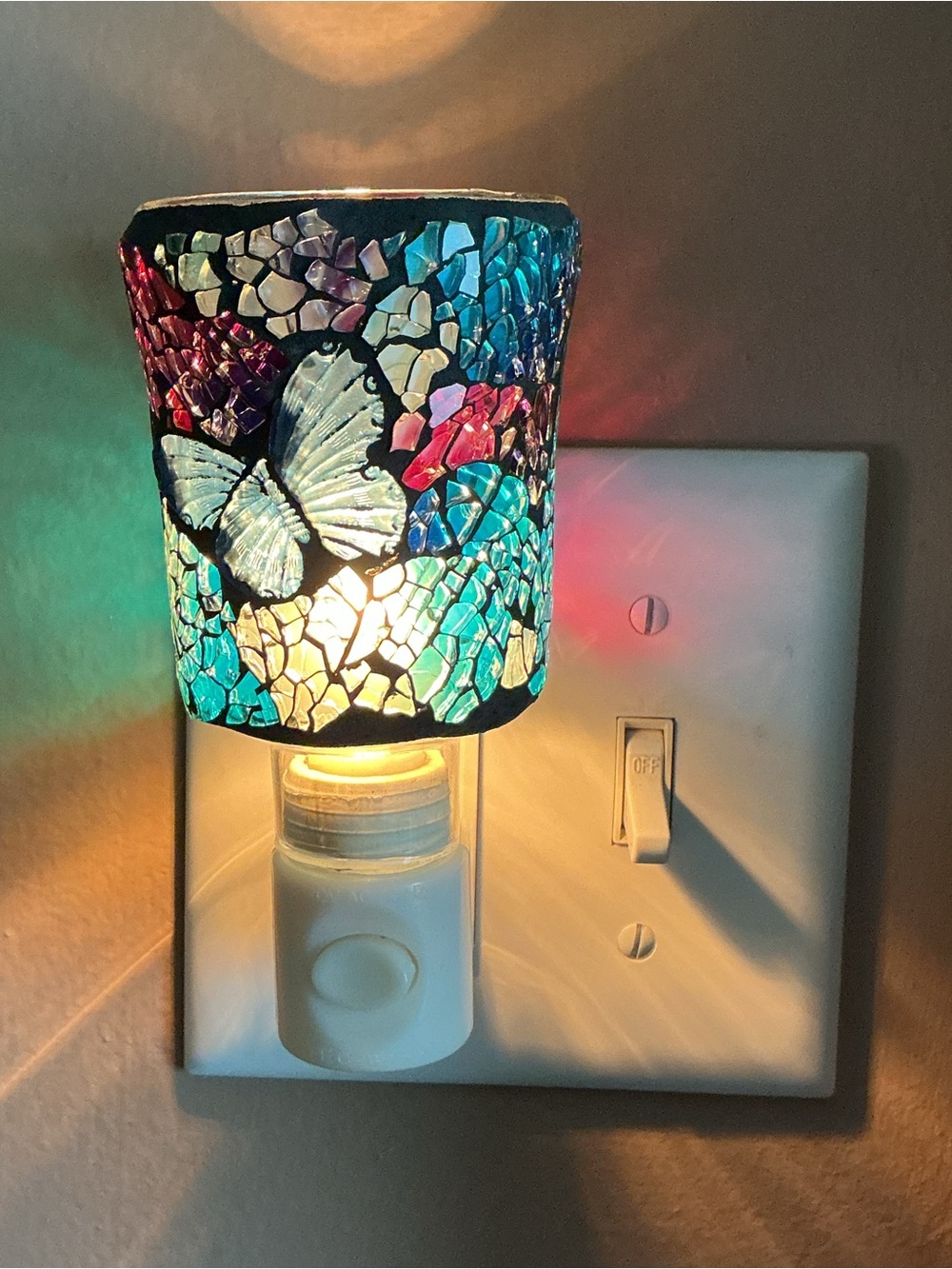 Mosaic Butterfly Plug-In Night Light - Multicolor